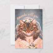 かわいい猫の花嫁は私の花嫁/メイド・オブ・オーナー（花嫁付き添い人）invi 招待状 (正面)