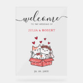 かわいい猫の花嫁結婚と花婿 アクリルサイン (正面)