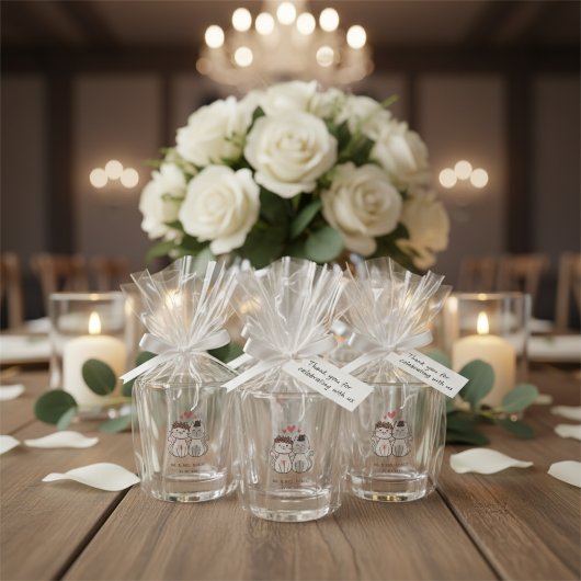 かわいい猫の花嫁結婚と花婿 ショットグラス