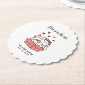 かわいい猫の花嫁結婚と花婿 ペーパーコースター (アングル)