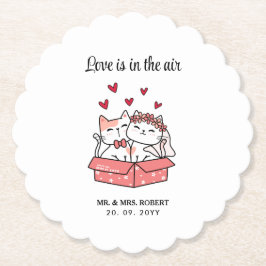 かわいい猫の花嫁結婚と花婿 ペーパーコースター