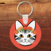 🐱 かわいい猫の花柄のチャームギフト 🌸 キーホルダー (正面)