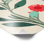 かわいい猫の花模様水彩画 フォトプリント            (角)