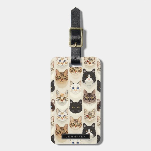 かわいい猫の荷物タグ ラゲッジタグ (正面縦)