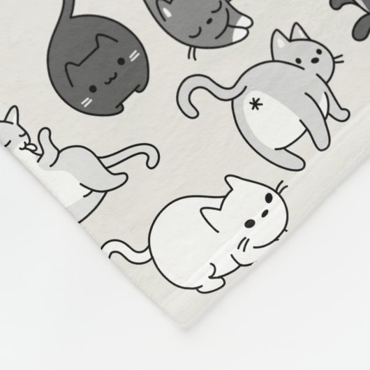 かわいい猫の落書きパターンイラストレーションの多く フリースブランケット (角)