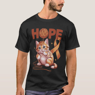 かわいい猫の虫垂がん啓発オレンジリボンS Tシャツ