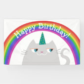 かわいい猫の虹色のバースデー バナー 横断幕 (横)