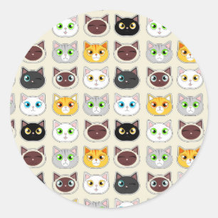 かわいい猫の表現パターン ラウンドシール