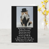 かわいい猫の記念日 カード (黄色い花)