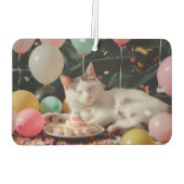 かわいい猫の誕生日お祝いデザイン カーエアーフレッシュナー (裏面)