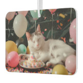 かわいい猫の誕生日お祝いデザイン カーエアーフレッシュナー (左)