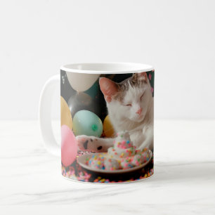 かわいい猫の誕生日お祝いデザイン コーヒーマグカップ