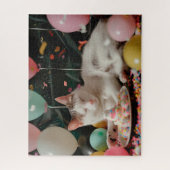 かわいい猫の誕生日お祝いデザイン ジグソーパズル (縦)