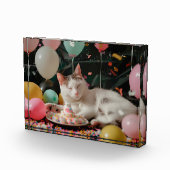 かわいい猫の誕生日お祝いデザイン フォトブロック (右)