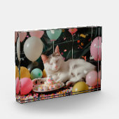 かわいい猫の誕生日お祝いデザイン フォトブロック (左)