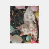 かわいい猫の誕生日お祝いデザイン フリースブランケット (正面)