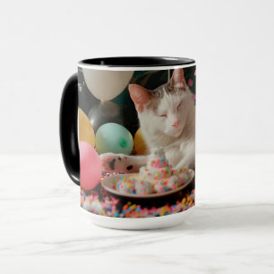 かわいい猫の誕生日お祝いデザイン マグカップ