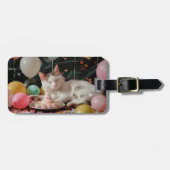 かわいい猫の誕生日お祝いデザイン ラゲッジタグ (正面横)