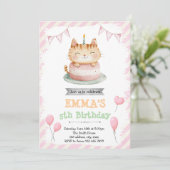 かわいい猫の誕生日の招待状 招待状 (スタンド正面)