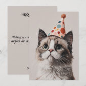 かわいい猫の誕生日カード (正面/裏面)
