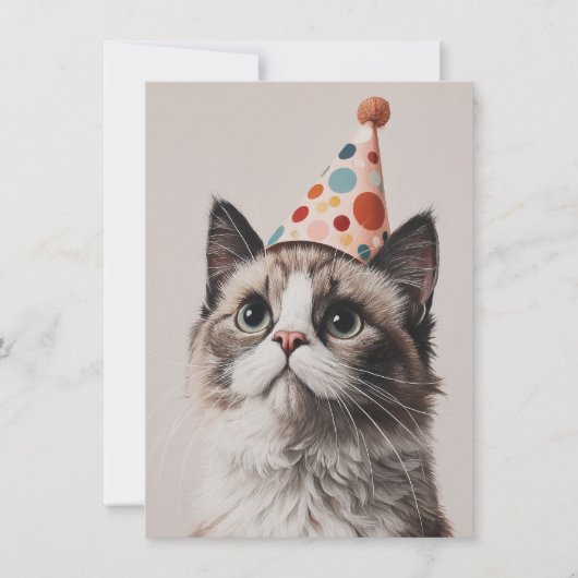 かわいい猫の誕生日カード (正面)