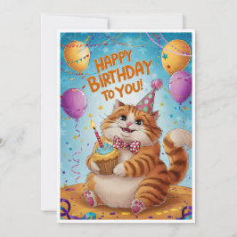 かわいい猫の誕生日カード – "お誕生日おめでとう!" カード
