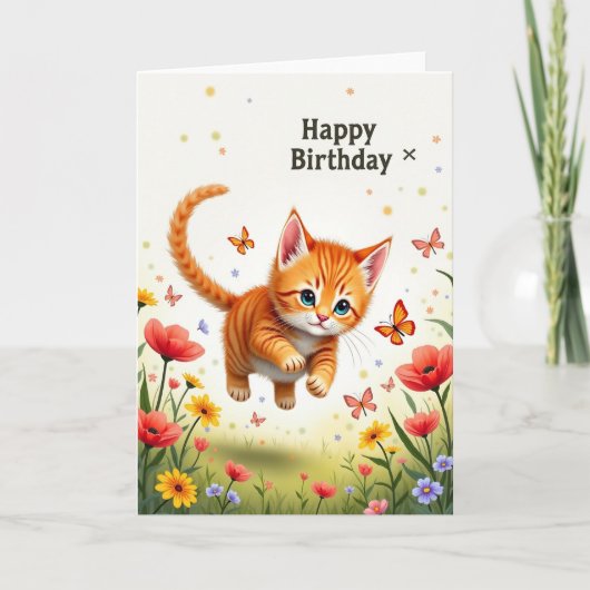 かわいい猫の誕生日カード カード (正面)