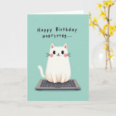 かわいい猫の誕生日カード カード (黄色い花)