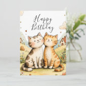 かわいい猫の誕生日カード シーズンカード (スタンド正面)