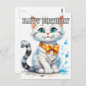 かわいい猫の誕生日カード ポストカード (正面/裏面)