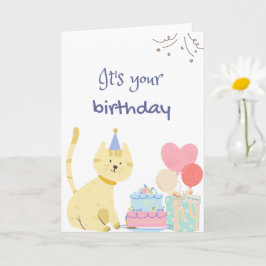 かわいい猫の誕生日グリーティング｜あなたの誕生日です  カード