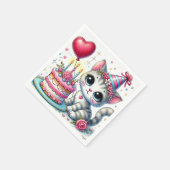 かわいい猫の誕生日ケーキ スタンダードカクテルナプキン (角)
