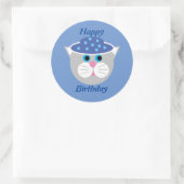 かわいい猫の誕生日ステッカー ラウンドシール (バッグ)
