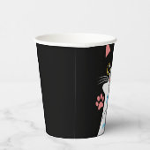 かわいい猫の誕生日パーティーカップ。編集可能文字。 紙コップ (右)