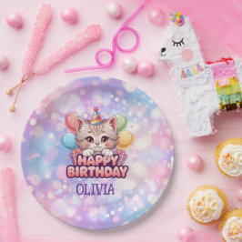 かわいい猫の誕生日パーティーグッズ ペーパープレート