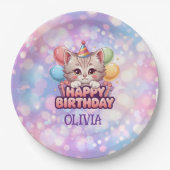 かわいい猫の誕生日パーティーグッズ ペーパープレート (正面)