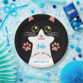 かわいい猫の誕生日パーティープレート。編集可能文字。 ペーパープレート (パーティー)