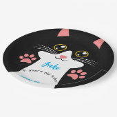 かわいい猫の誕生日パーティープレート。編集可能文字。 ペーパープレート (アングル)