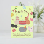 かわいい猫の誕生日パーティー サンキューカード サンキューカード (スタンド正面)