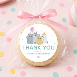 かわいい猫の誕生日パーティー ラウンドシール