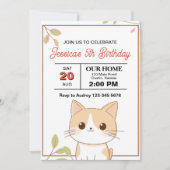 かわいい猫の誕生日パーティー 招待状 (正面)