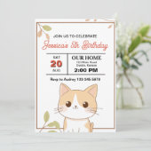 かわいい猫の誕生日パーティー 招待状 (スタンド正面)