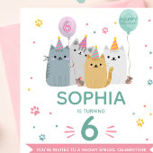 かわいい猫の誕生日パーティー 招待状