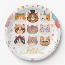 かわいい猫の誕生日ペーパープレート ペーパープレート
