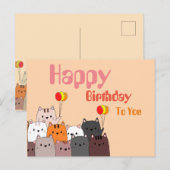 かわいい猫の誕生日ポストカード ポストカード (正面/裏面)