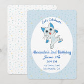 かわいい猫の誕生日招待状 招待状 (正面/裏面)
