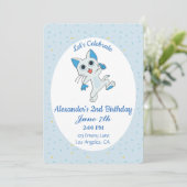 かわいい猫の誕生日招待状 招待状 (スタンド正面)