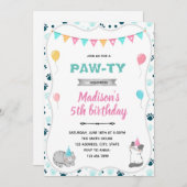 かわいい猫の誕生日招待状 招待状 (正面/裏面)