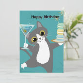 かわいい猫の誕生日招待状 招待状 (スタンド正面)