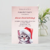 かわいい猫の誕生日招待状。招待状 招待状 (スタンド正面)